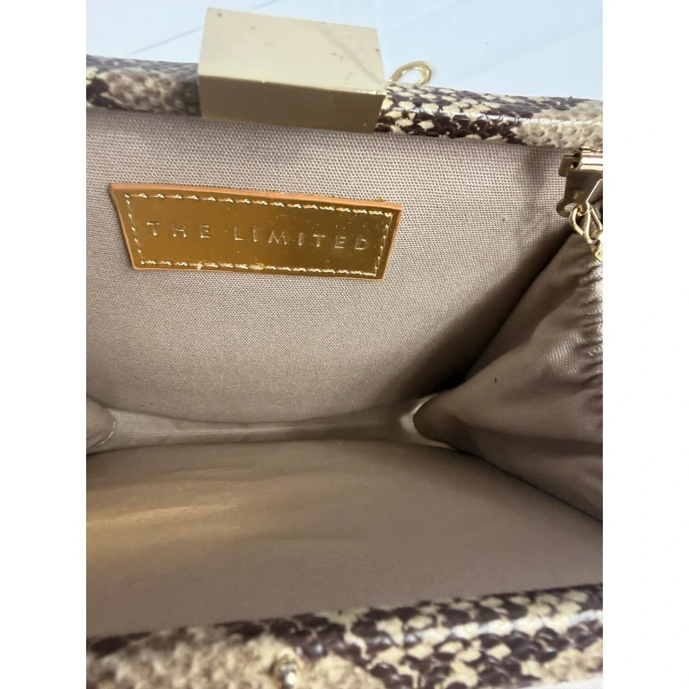 The Limited Box Clutch Small Black White Snakeskin Gold Crossbody Chain Bag